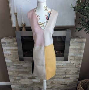 Zara Colorblock Suede like  Midi Dress - Pink, Yellow, Black.